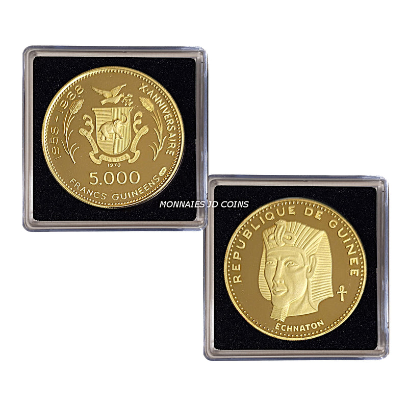 1970 Guinea Queen Echnaton 5000 Francs .900% Proof Gold Coin
