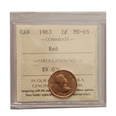 1963 1 Cent Canada Certified ICCS MS-65 Red