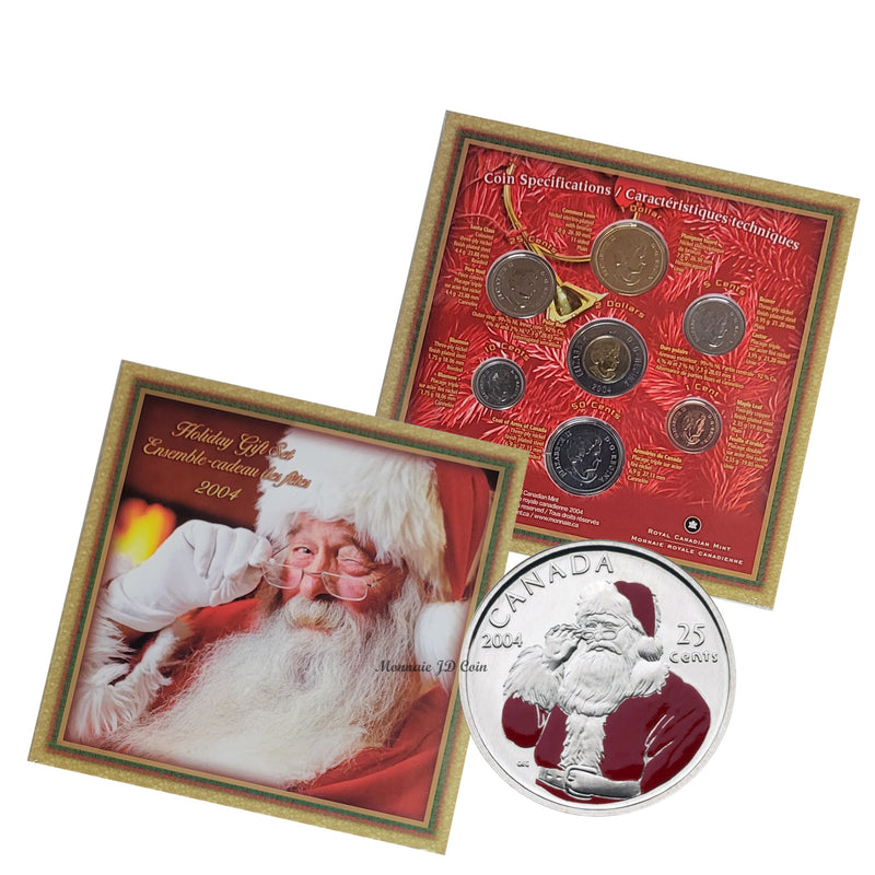 2004P Canada Holiday Gift Set With Colourized 25 Cents