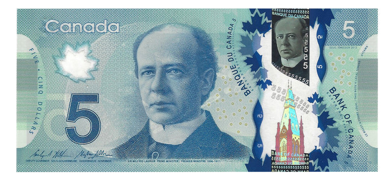 Banknote 2013 Canada $5 Five Dollar Polymer Prefix (INC) PLate (13) Wilkins/Poloz Ch Unc