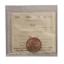 1984 1 Cent Canada Certifield By ICCS MS-65 Red