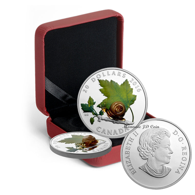 2016 Canada $20 Little Creatures Snail With Murano Glass Silver Coin (6)