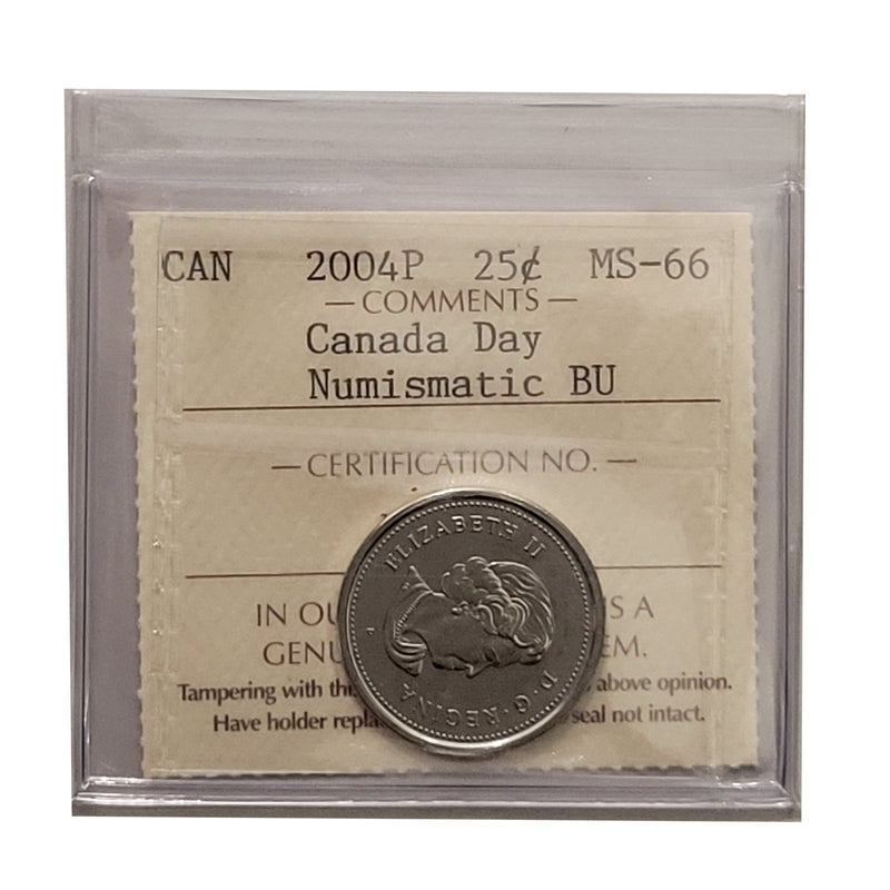 2004P Canada Day 25 Cent Canada Certifield ICCS MS-66 Numismatic BU