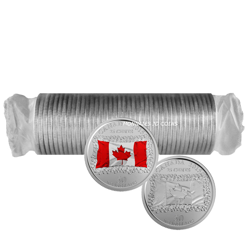 2015 Flag Some Coloured Canada 25 Cent Original Roll 40 pcs