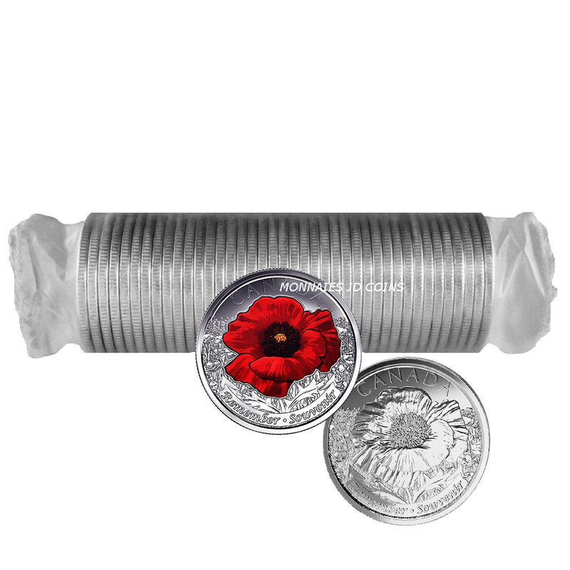 2015 Poppy Some Coloured Canada 25 Cent Original Roll 40 pcs