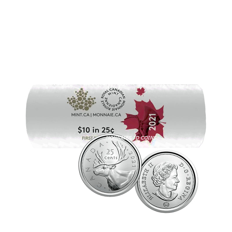 2021 Special Wrap Caribou Canada 25 Cent Original Roll 40 pcs