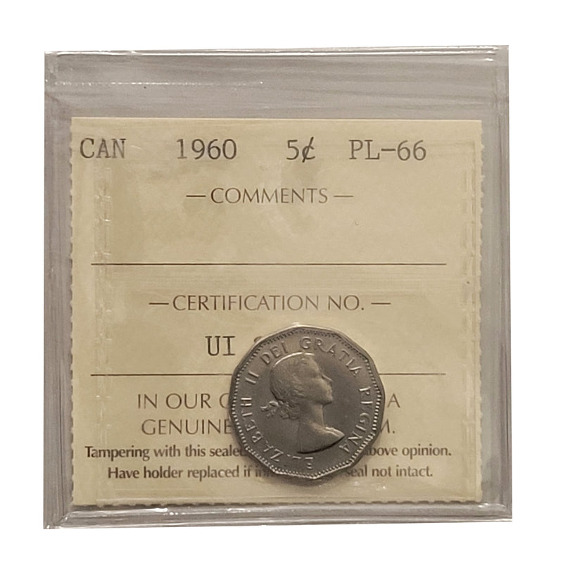 1960 5 Cent Canada Certifield ICCS PL-66