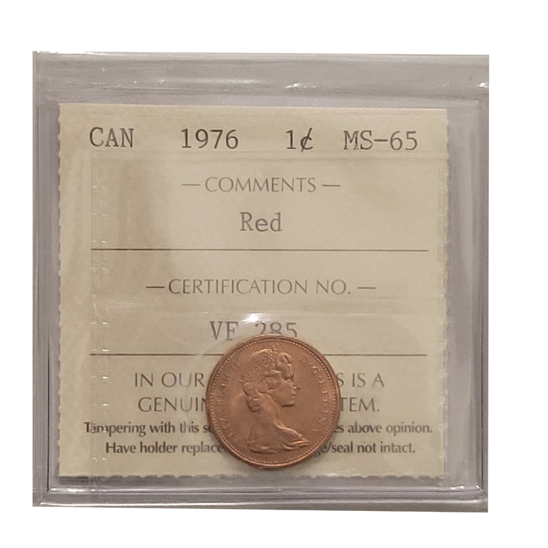 1976 1 Cent Canada Certified ICCS MS-65 Red