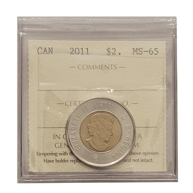 2011 $2 Canada Certifield By ICCS MS-65