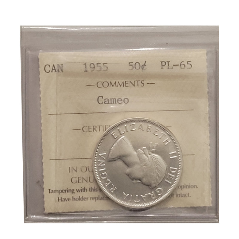 1955 Heavy Cameo 50 Cent Canada Certifield ICCS PL-65