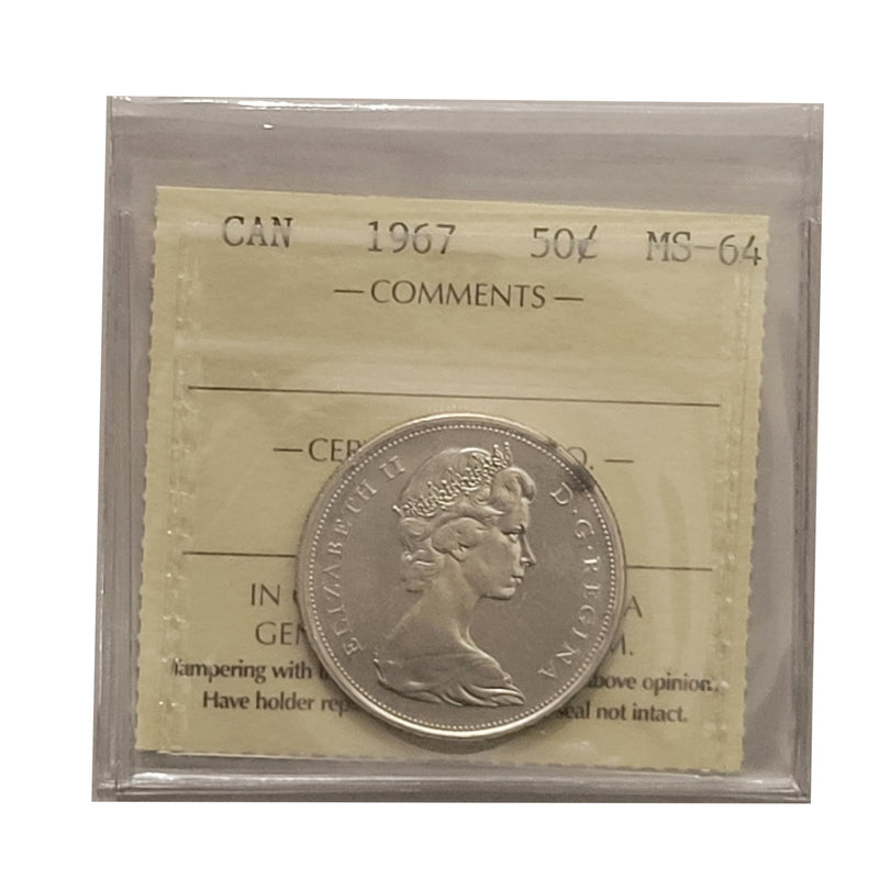 1967 50 Cent Canada Certifield ICCS MS-64