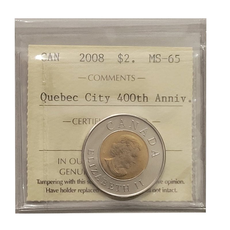 2008 Quebec City 400Th Ann. $2 Canada Certifield By ICCS MS-65