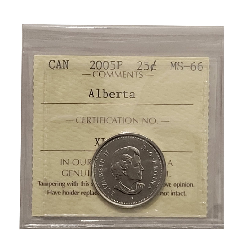 2005P Alberta 25 Cent Canada Certifield ICCS MS-66