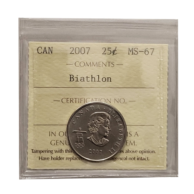 2007 Biathlon 25 Cent Canada Certifield ICCS MS-67