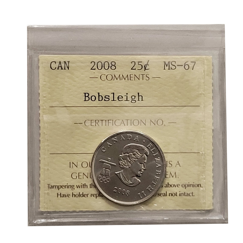 2008 Bobsleigh 25 Cent Canada Certifield ICCS MS-67