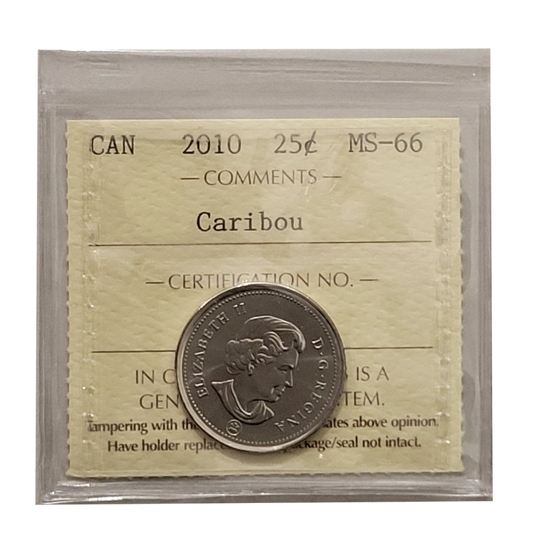 2010 Caribou 25 Cent Canada Certifield ICCS MS-66