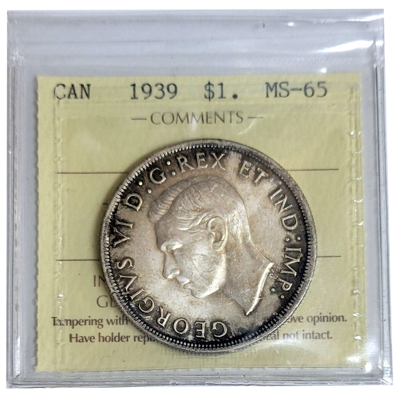 1939 Canada Silver $1 Dollar Certifield ICCS MS-65