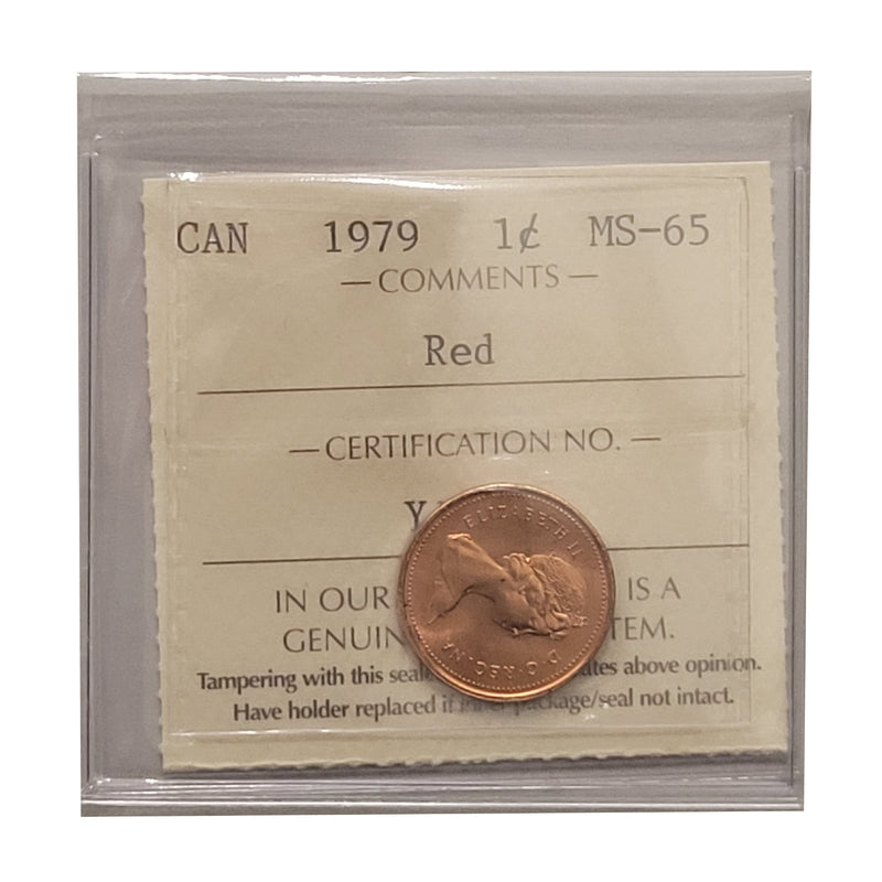 1979 Double 9 Last 9 Date 1 Cent Canada Certifield By ICCS MS-65 Red