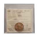 1980 1 Cent Canada Certified ICCS MS-65 Red