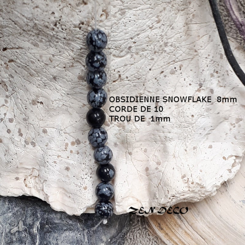 OBSIDIENNE SNOWFLAKE 8mm